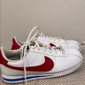 White and red Nike Cortez